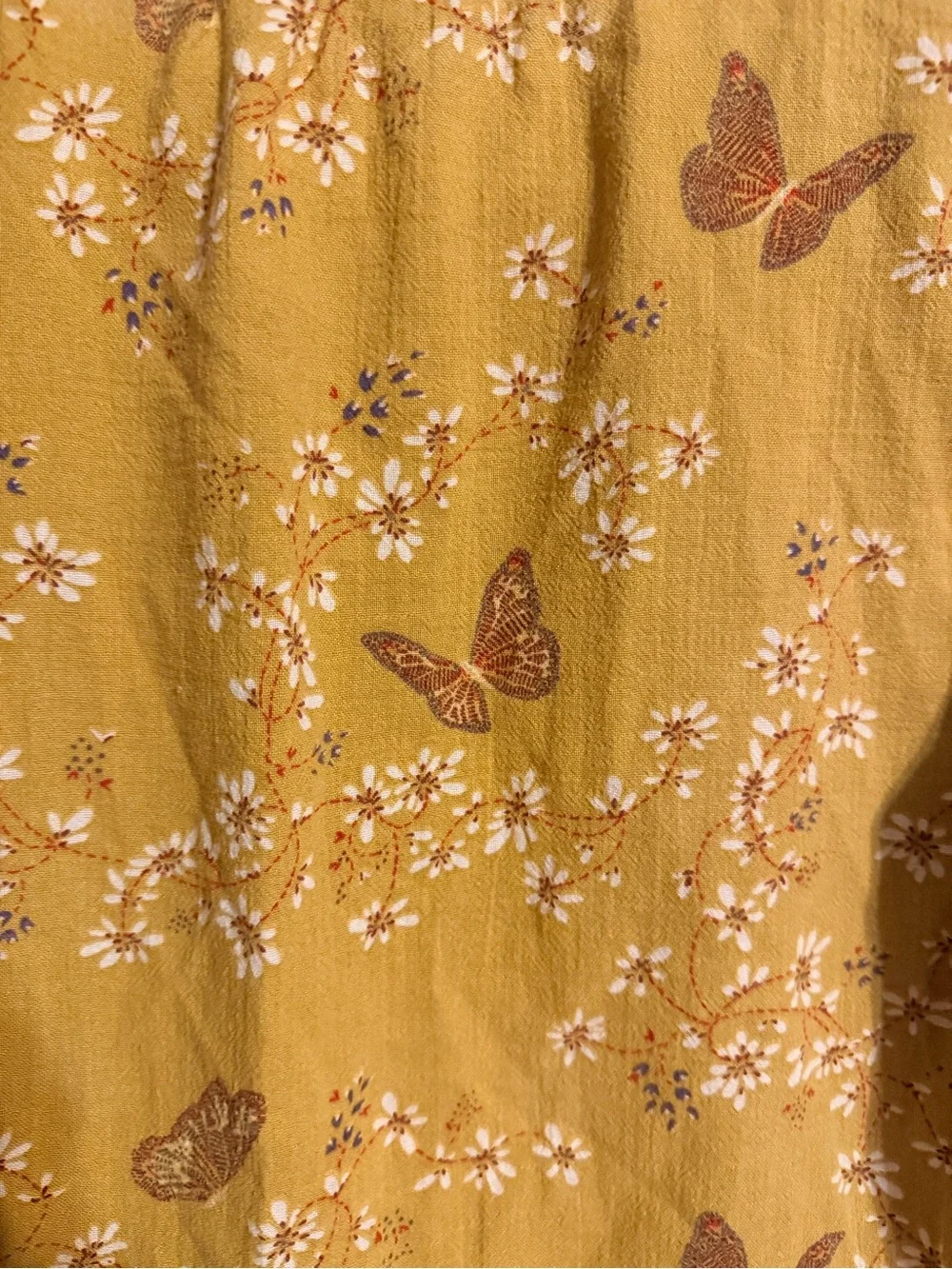 Madewell Mustard Butterfly Floral Peplum Top Size S Cottagecore Boho